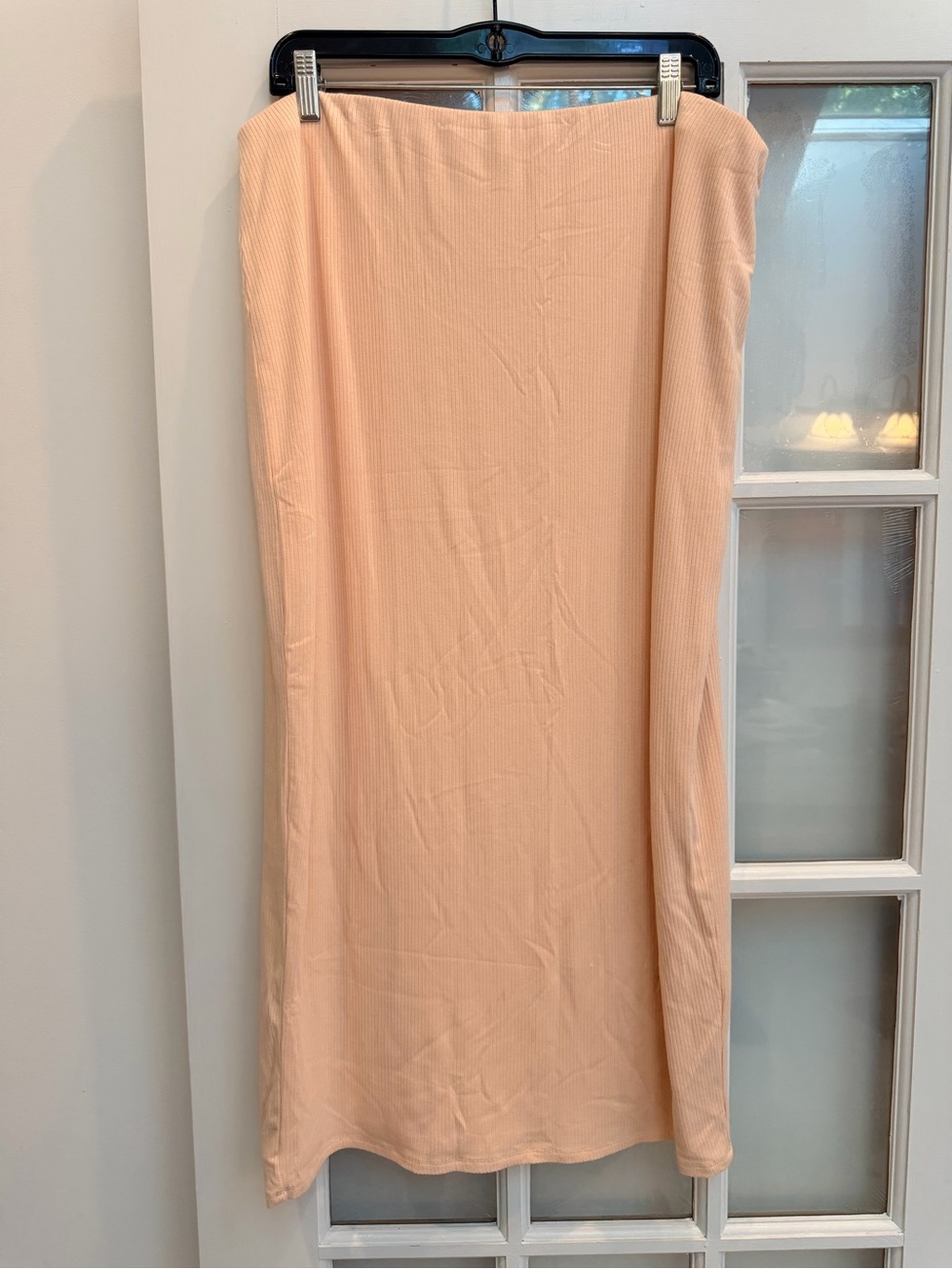 AFRM Chic Pull On Stretchy Ribbed Peach Straight Midi Skirt Plus Size 1X